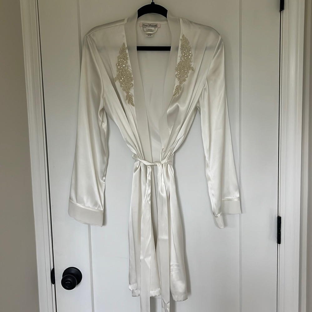 Wedding Bridal White Silk Robe